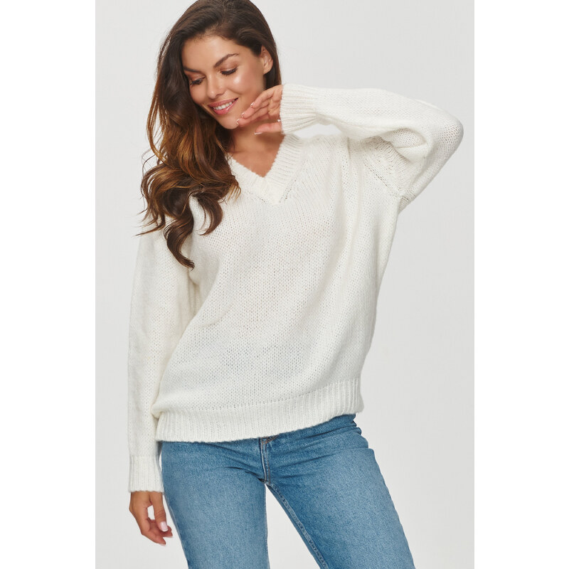 Makadamia Dámsky pulóver s výstrihom do V S152 | smotanová S152 60175811