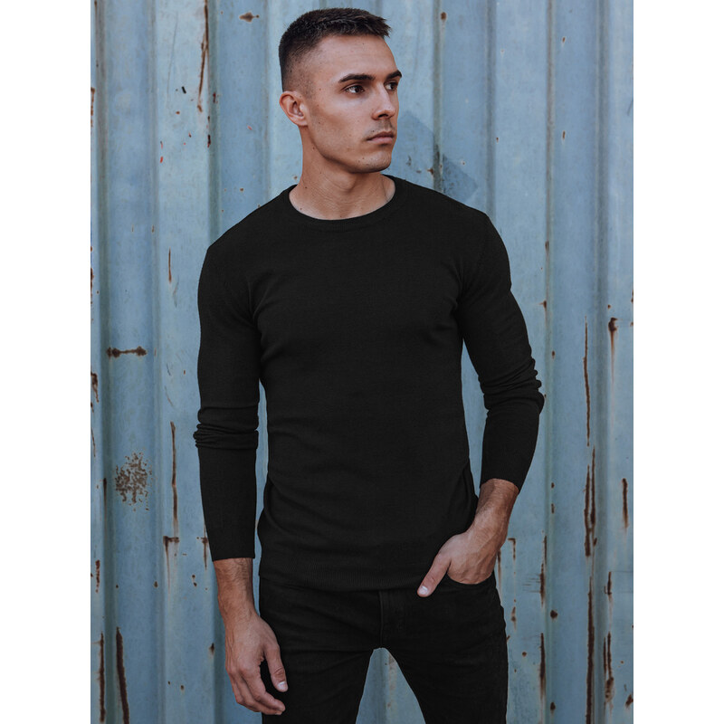 BASIC Pánsky klasický čierny sveter WX2226 60176171