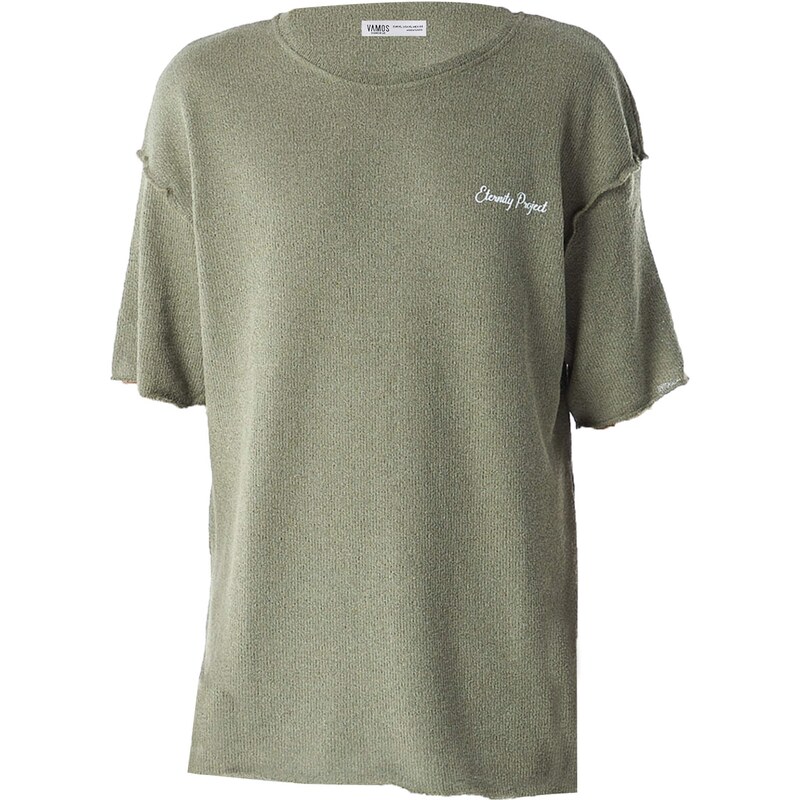 VAMOS CLO Tričko kaki / biela 60683760