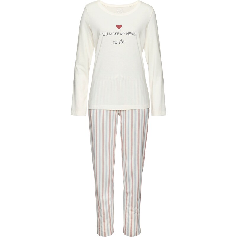 VIVANCE Pyžamo svetlomodrá / staroružová / biela 61943944