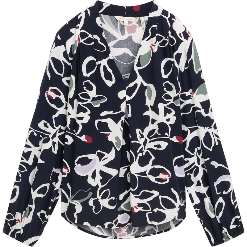 TOM TAILOR Blúzka námornícka modrá / zelená / tmavočervená / šedobiela 63149513