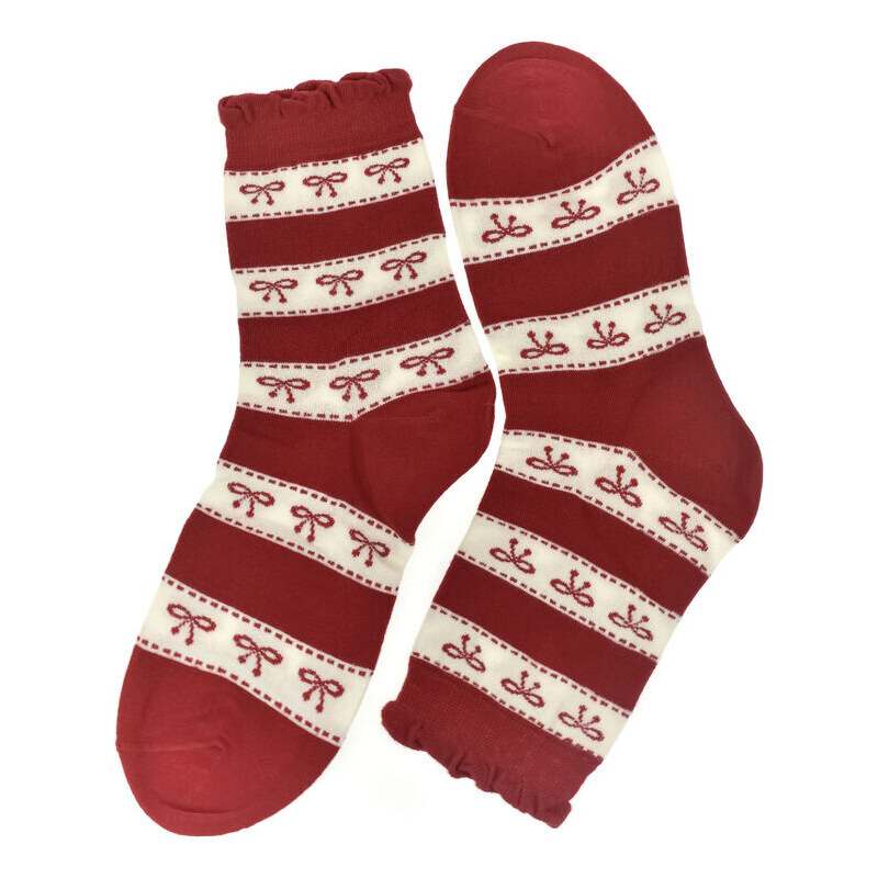 AURA.VIA Dámske bavlnené červené ponožky HELLO 60189505