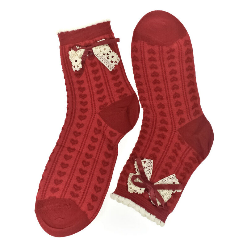 AURA.VIA Dámske bavlnené červené ponožky HELLO 60189507