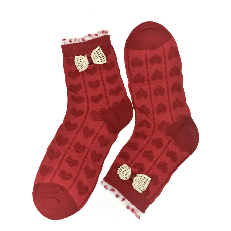 AURA.VIA Dámske bavlnené červené ponožky HELLO 60189503