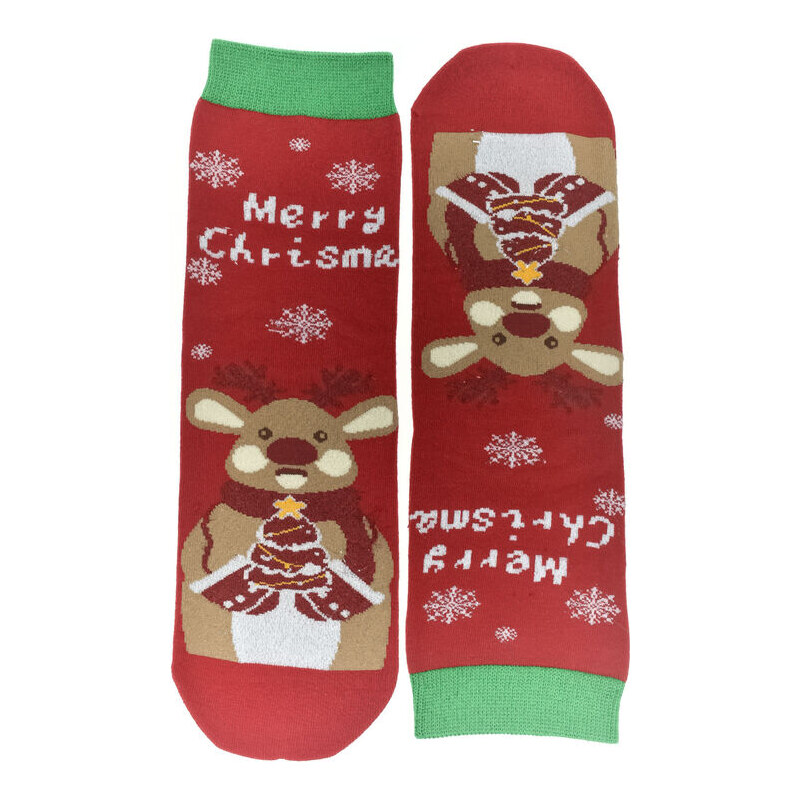 AURA.VIA Vianočné bavlnené červené ponožky Merry-Corgi 35-41 60189501
