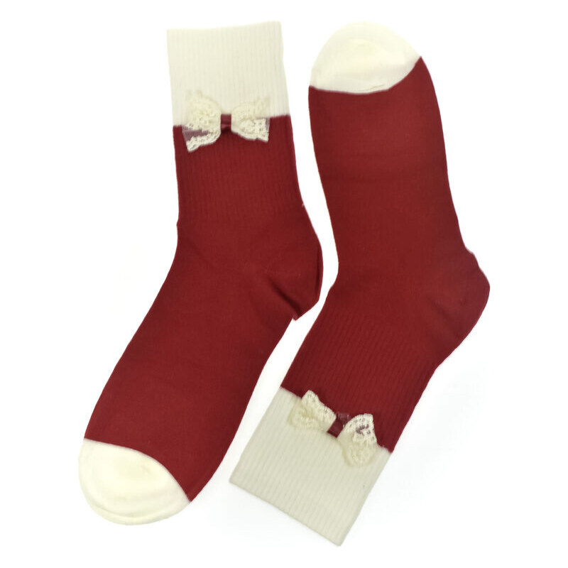 AURA.VIA Dámske bavlnené červené ponožky Cat-Charm 60189508