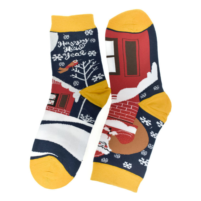 AURA.VIA Vianočné bavlnené žlté ponožky Festive-Fun 35-41 60189513