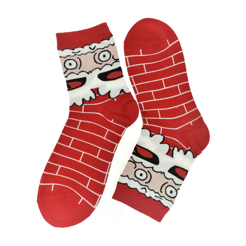 AURA.VIA Bavlnené červené ponožky Funny-Bird 36-41 60189518