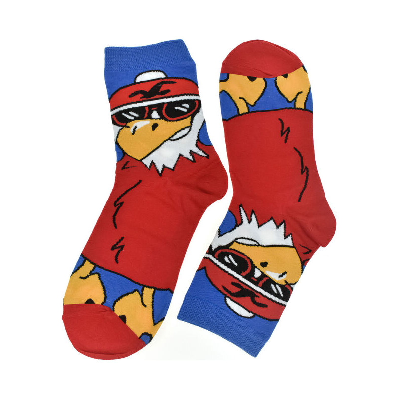 AURA.VIA Bavlnené červené ponožky Funny-Bird 36-41 60189519