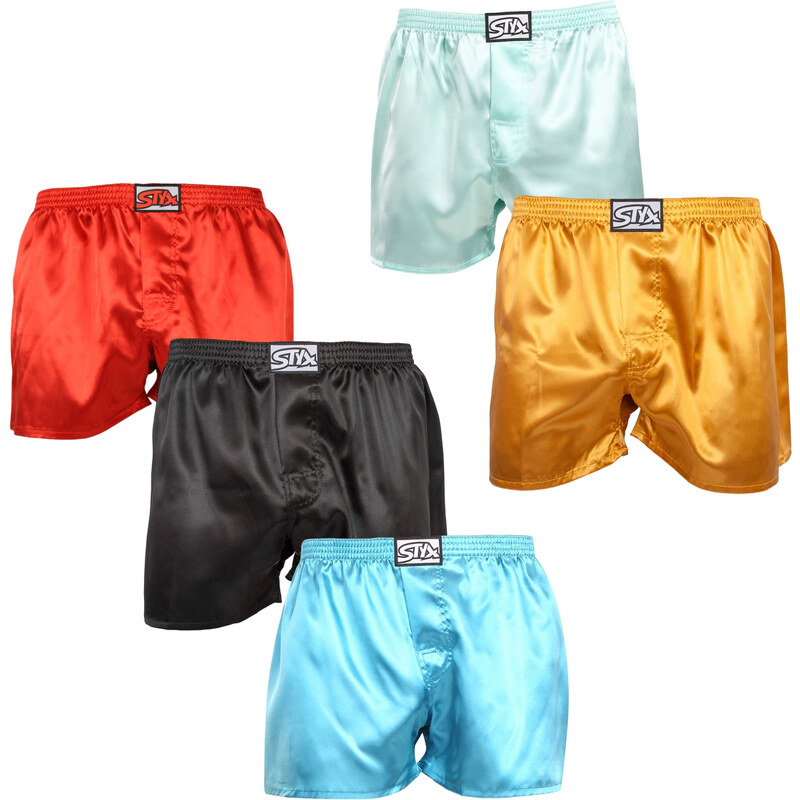 5PACK pánske trenky Styx klasická guma saténové viacfarebné (5C0635072 60195027