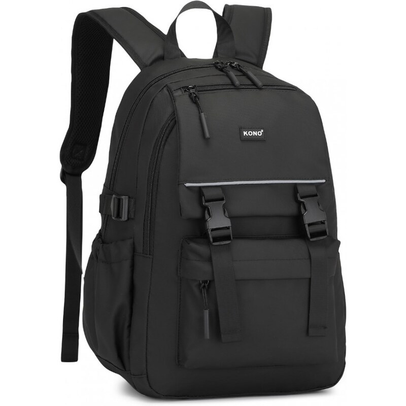 KONO Batoh - s rozdeleným vnútrom a reflexným pásikom, čierny 60197316