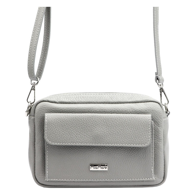 Kožená kabelka MiaMore sivá KZ45647 62179949