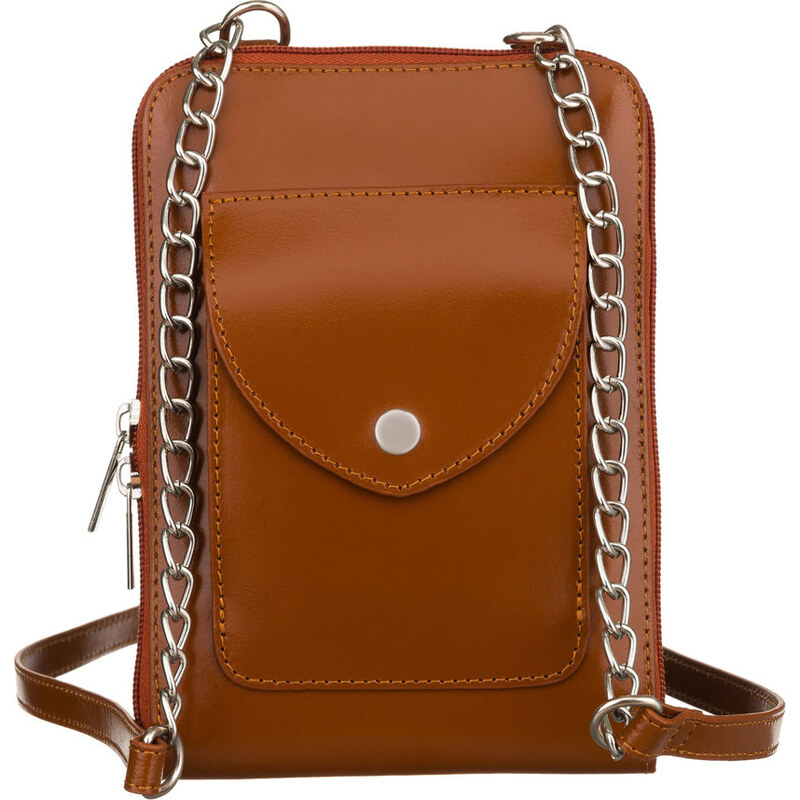 BASIC Karamelovo hnedá kožená crossbody kabelka s púzdrom na telefón 56217361