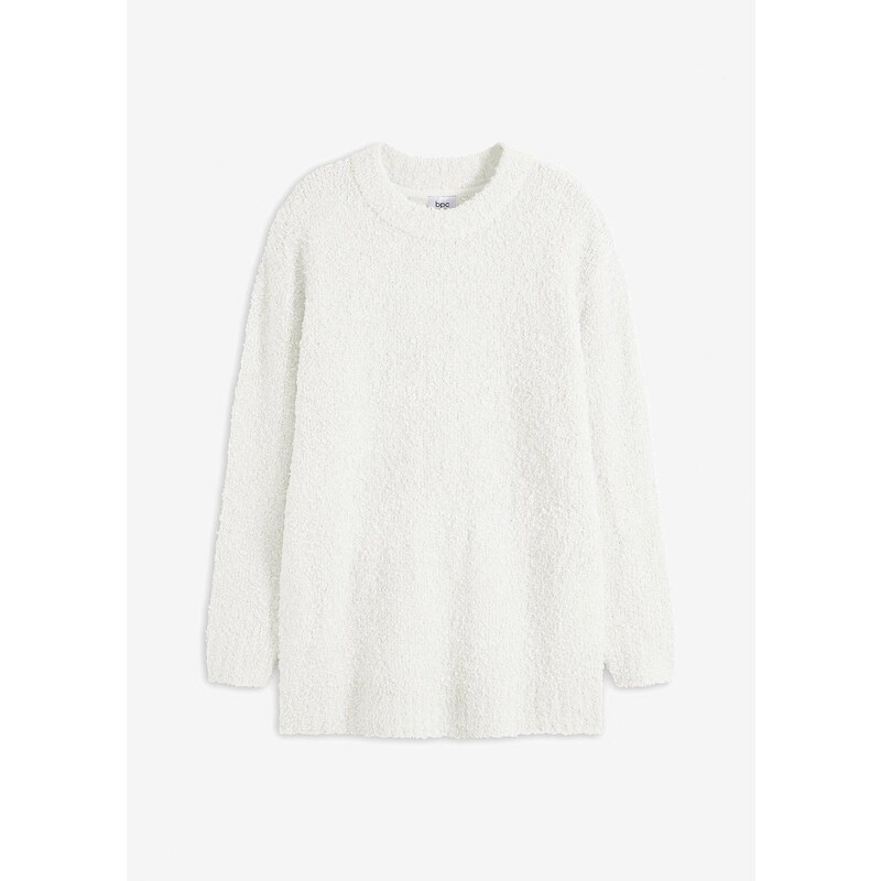 bonprix Pulóver oversize, z mäkkého vlákna, farba biela 60211308