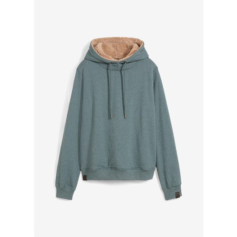 bonprix Termo mikina s kapucňou, s kožušinovou podšívkou, farba zelená 60211323