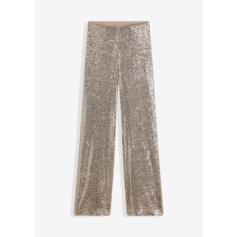 bonprix Džersejové nohavice s flitrami, farba šedá 60211334