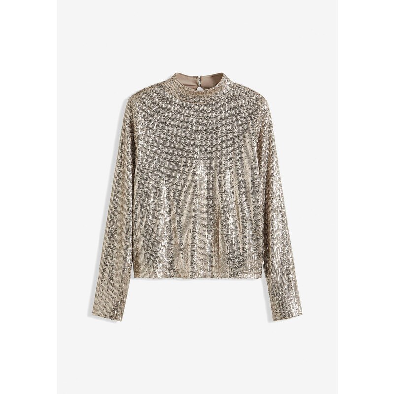 bonprix Blúzka s flitrami, farba šedá 60211384