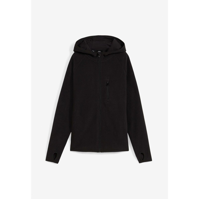 bonprix Flísová bunda s vreckami, farba čierna 60211524