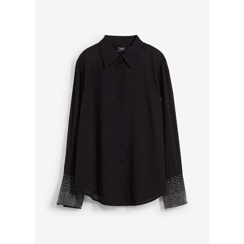 bonprix Blúzka s lesklými kamienkami, farba čierna 60211578