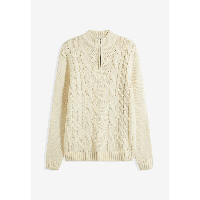 bonprix Pulóver s osmičkovým vzorom, farba béžová 60211580