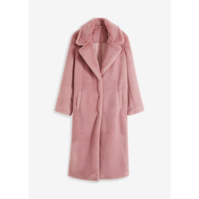 bonprix Kabát, imitácia kožušiny, farba ružová 60211648