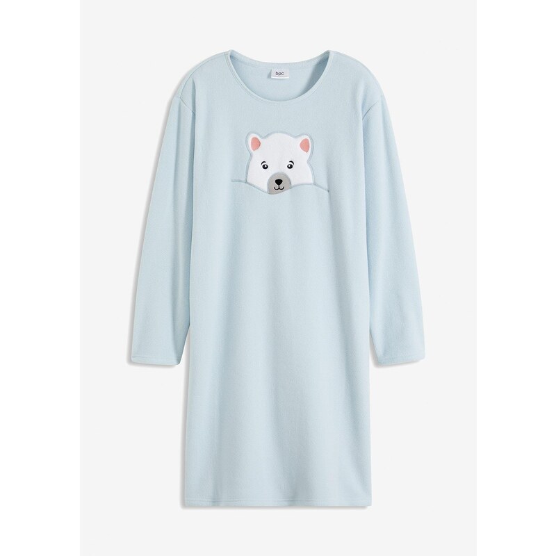 bonprix Flísová nočná košeľa s aplikáciou, farba modrá 60211695