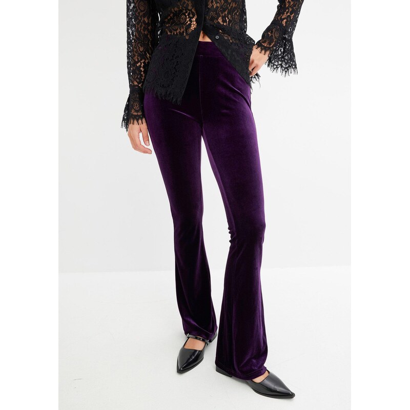 bonprix Legíny z mäkkého zamatu, farba fialová 60211554