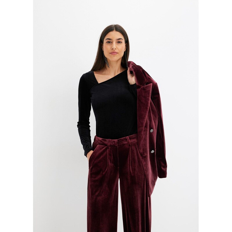 bonprix Tričko z jemného zamatu, farba čierna 60211605