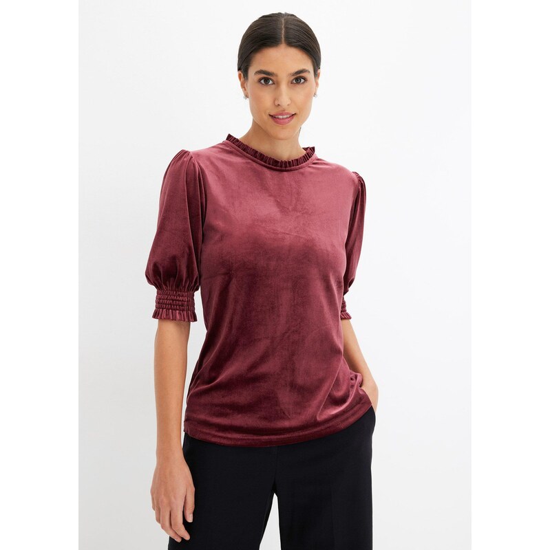 bonprix Tričko z mäkkého zamatu, farba červená 60211639