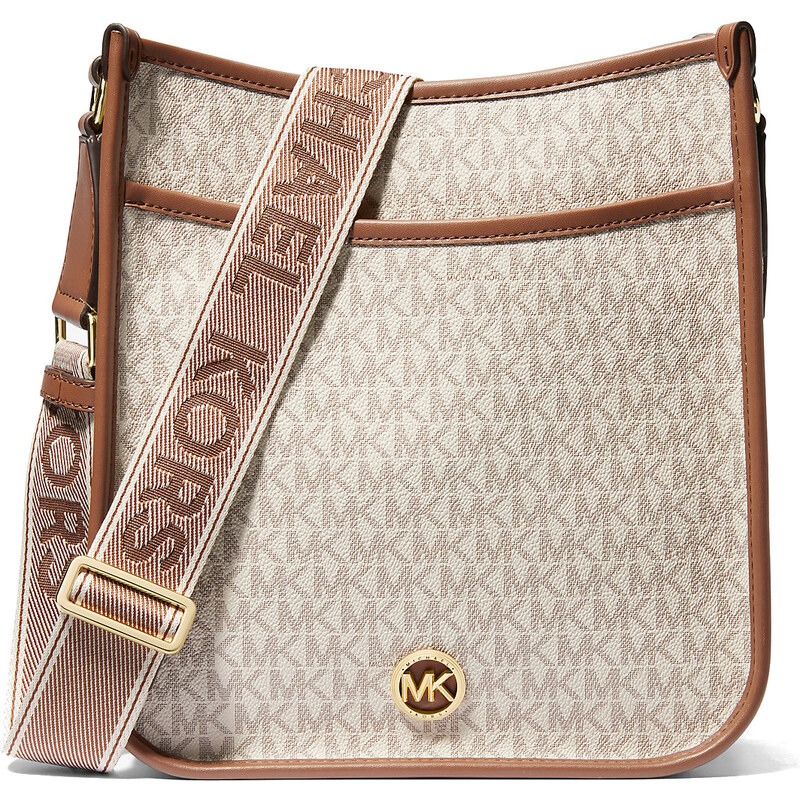 Michael Kors Luisa Large Signature Logo Messenger Bag Vanilla Luggage 63717839