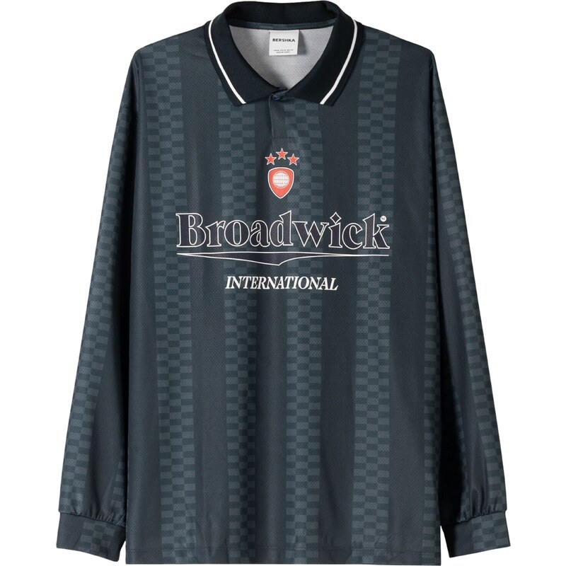 Bershka Tričko tmavozelená / oranžová / biela 63149580