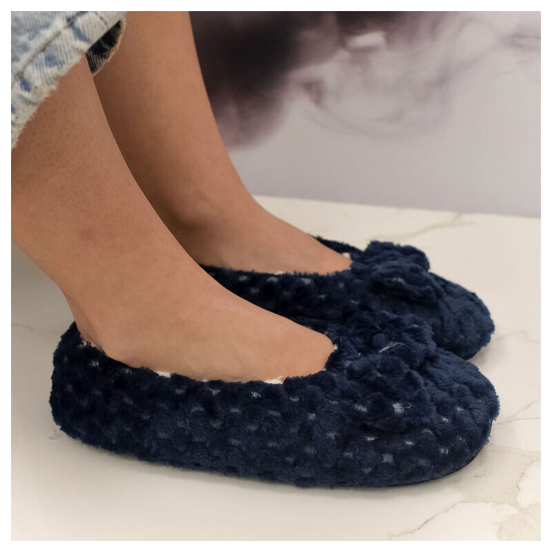 MR PAMUT Dámske plyšové tmavomodré ponožky Cozy Bow 60223947