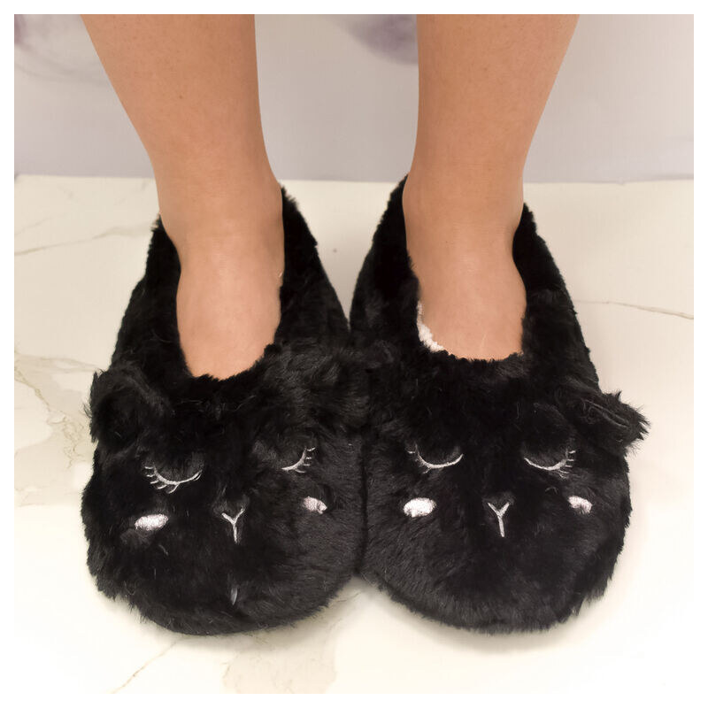 MR PAMUT Dámske plyšové čierne ponožky Sleepy Lamb 60223944