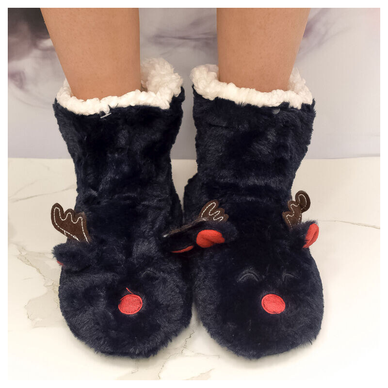 MR PAMUT Detské tmavomodré plyšové ponožky Reindeer Bliss 24-35 60223959