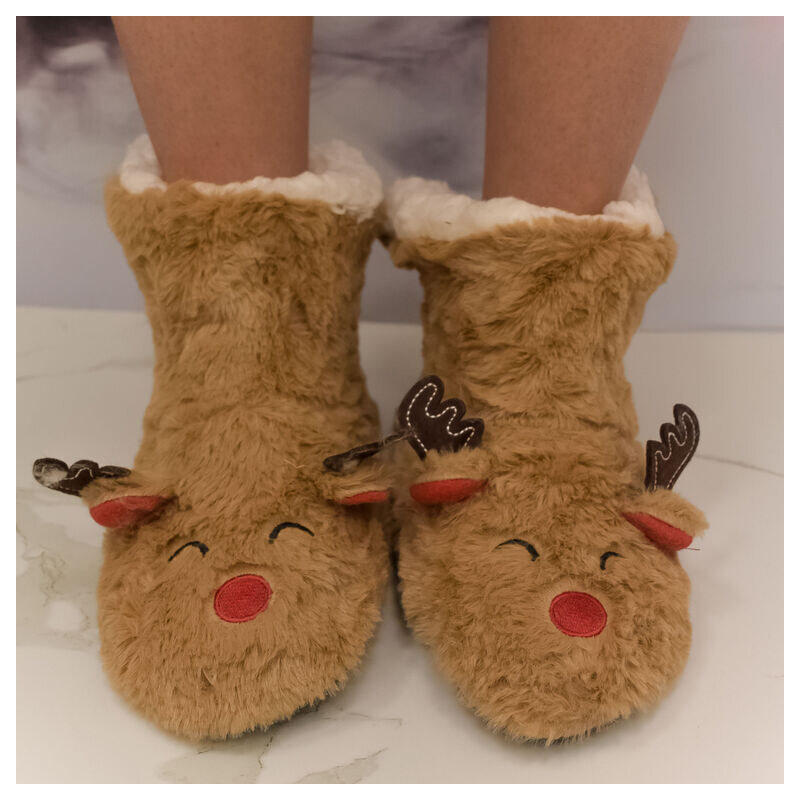 MR PAMUT Detské svetlohnedé plyšové ponožky Reindeer Bliss 24-35 60223960