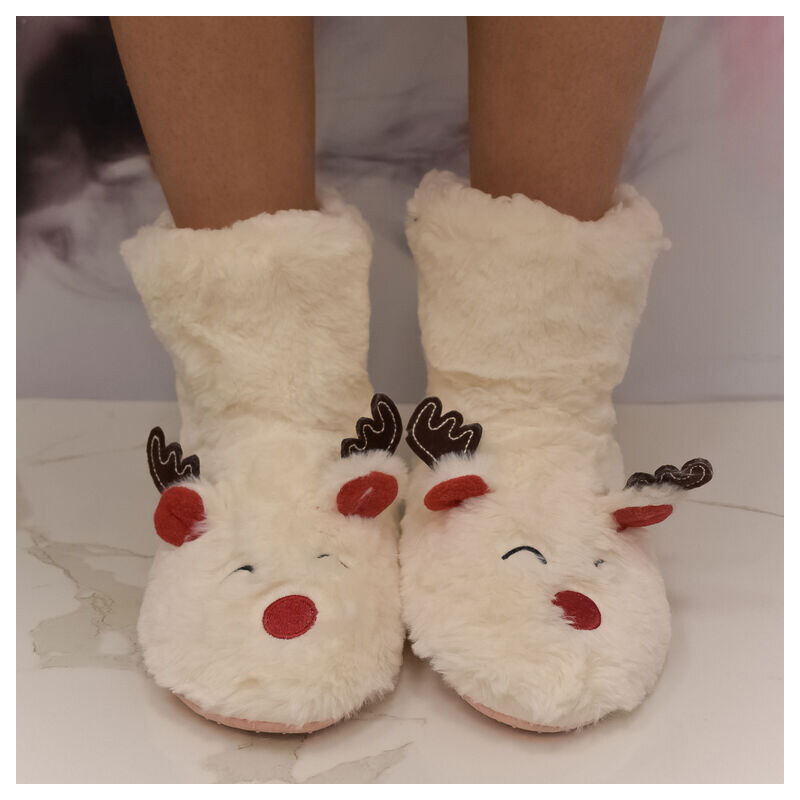 MR PAMUT Detské biele plyšové ponožky Reindeer Bliss 24-35 60223956