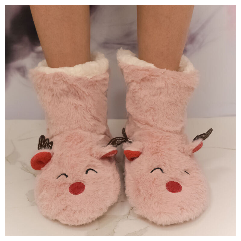 MR PAMUT Detské svetloružové plyšové ponožky Reindeer Bliss 24-35 60223958