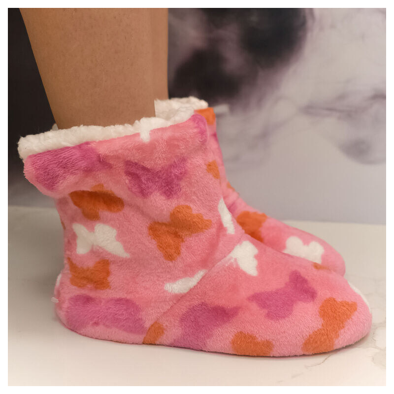 MR PAMUT Dámske plyšové ružové ponožky Heart Warmth 35-41 60223970