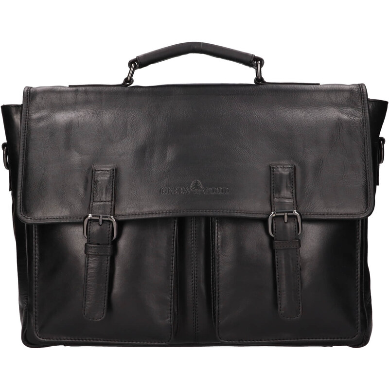 Pánska kožená aktovka Greenwood Conor - čierna 60224101