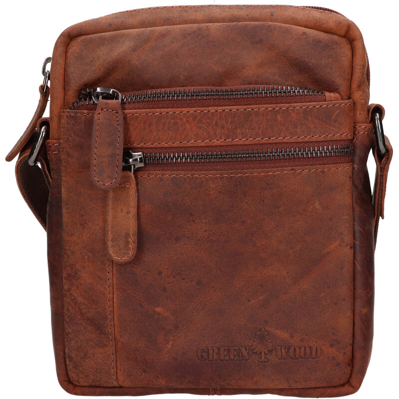Pánska kožená taška cez rameno Greenwood Paulo - hnedá 60224115