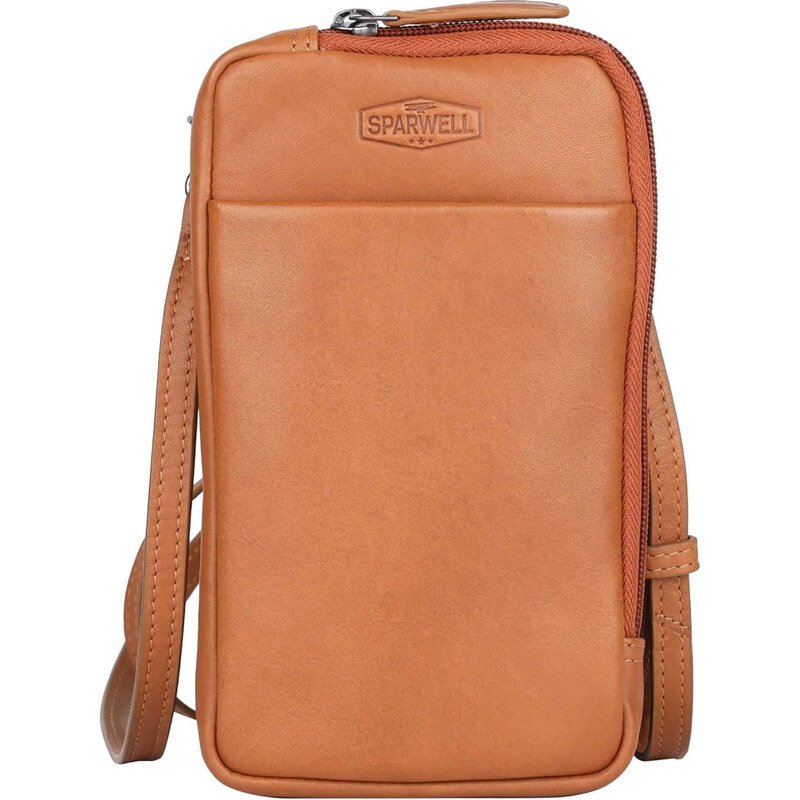 Dámska kožená kabelka na mobil a doklady Sparwell Denisa - koňak 60224118