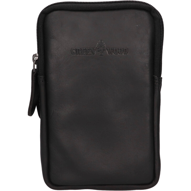 Kožená taška na mobil a doklady Greenwood Nance - čierna 60224125