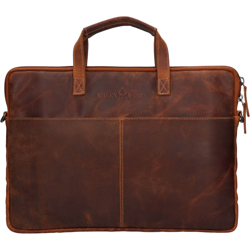 Pánska kožená taška na notebook Greenwood Levone - koňak 60224131