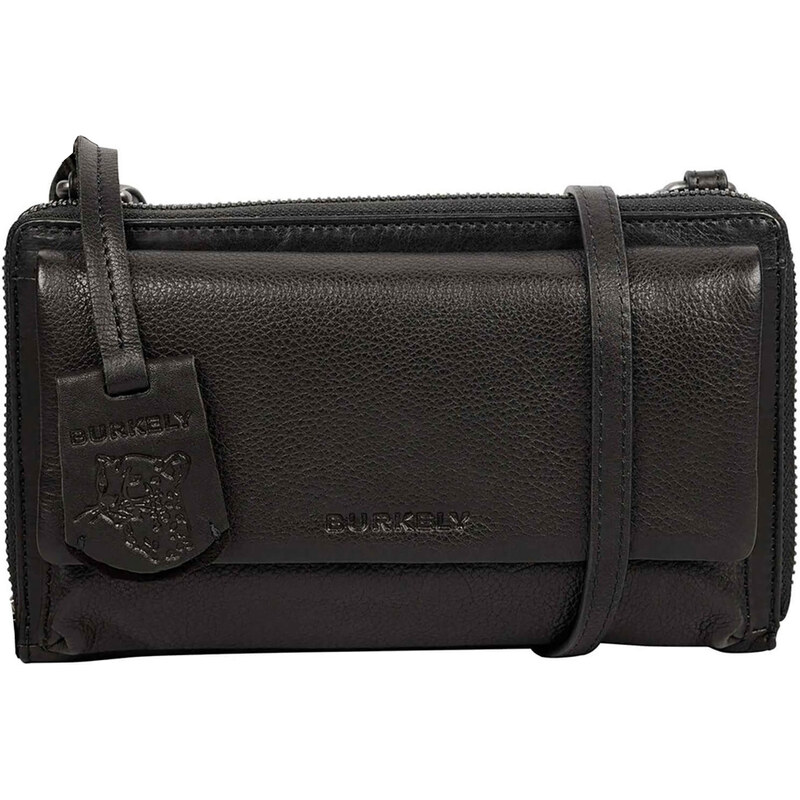 Dámska kožená crossbody kabelka s peňaženkou Burkely Katta - čierna 60224137