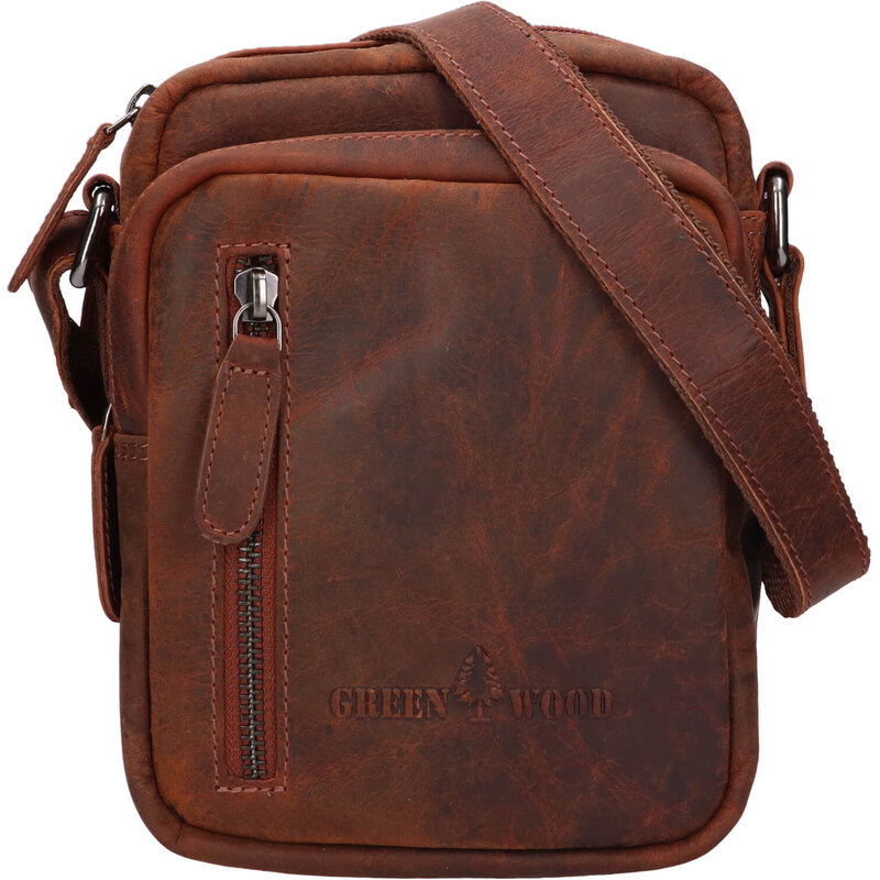 Pánska kožená taška cez rameno Greenwood Zente - hnedá 60224143