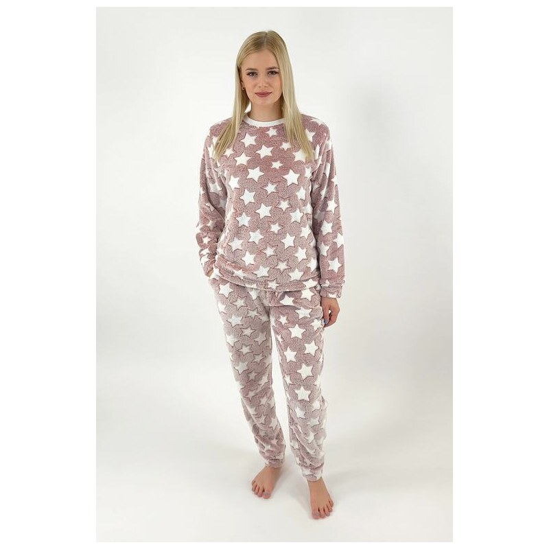 Vienetta Secret Hrejivé dámske pyžamo Beden ružové s hviezdami 60322793
