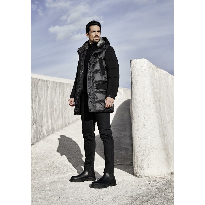 Pánska zimná čierna dizajnová bunda NEW CANADIAN 60241016