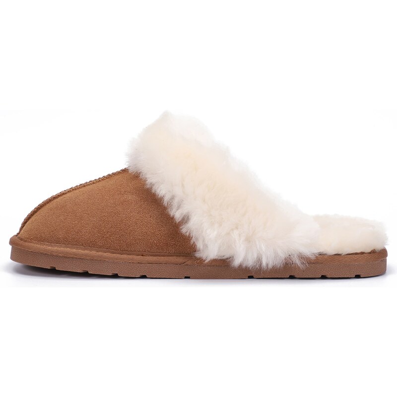 Gooce Papuče Emeline gaštanová / biela ako vlna 63144553