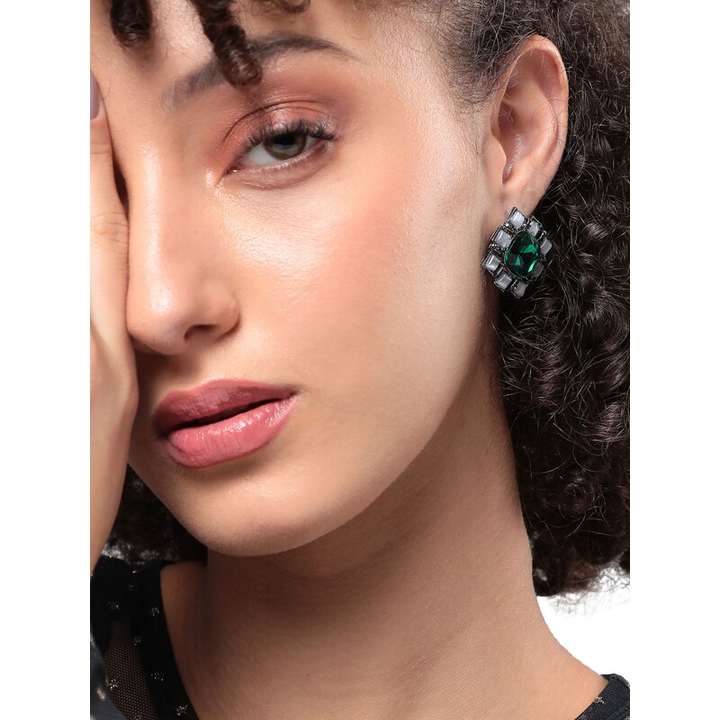 SOHI Náušnice 'Kachan' sivá / zelená