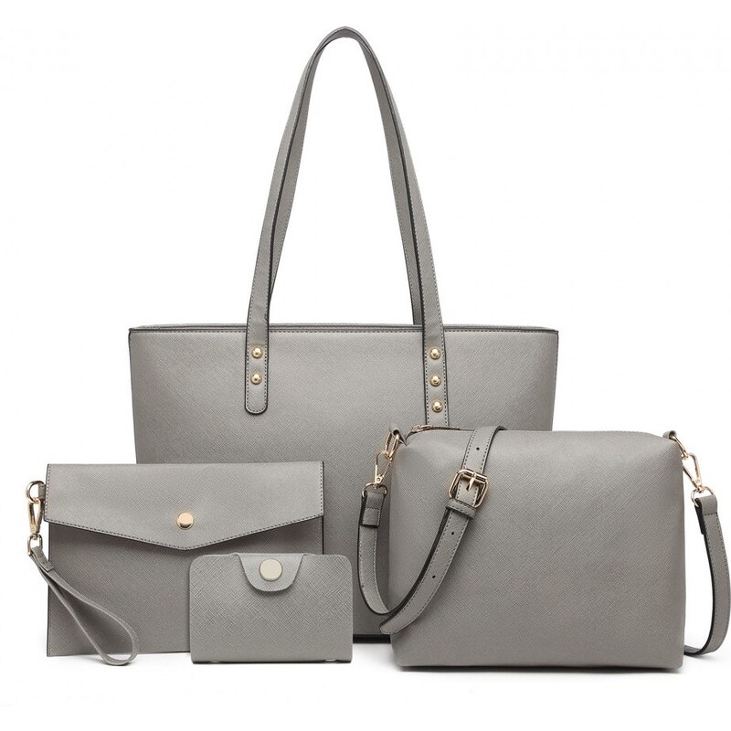 Konofactory Sivý kabelkový 4-dielny set „Quatro 60256170